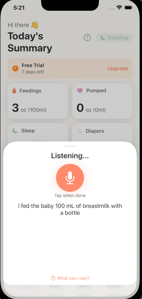 Voice logging - Just tap and speak